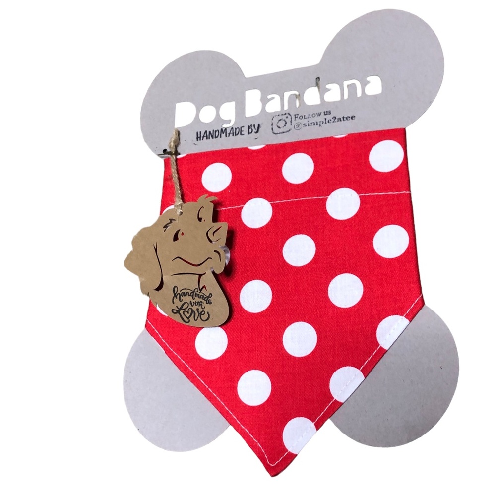 Dog Neckwear Over The Collar Pet Bandana Red/White Polka Dots